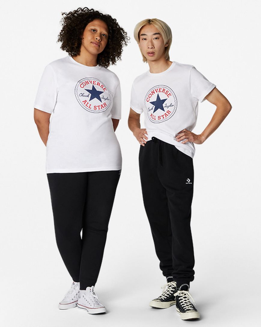Men's Converse Go-To Chuck Taylor Classic Patch Standard Fit T-Shirts White | AU 63C19W